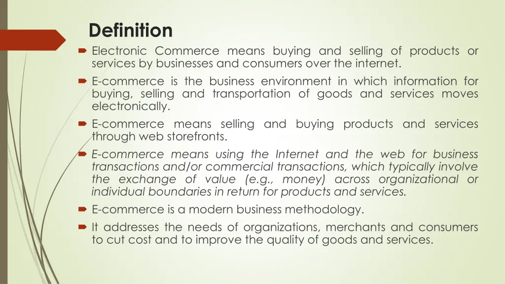 definition electronic commerce means buying