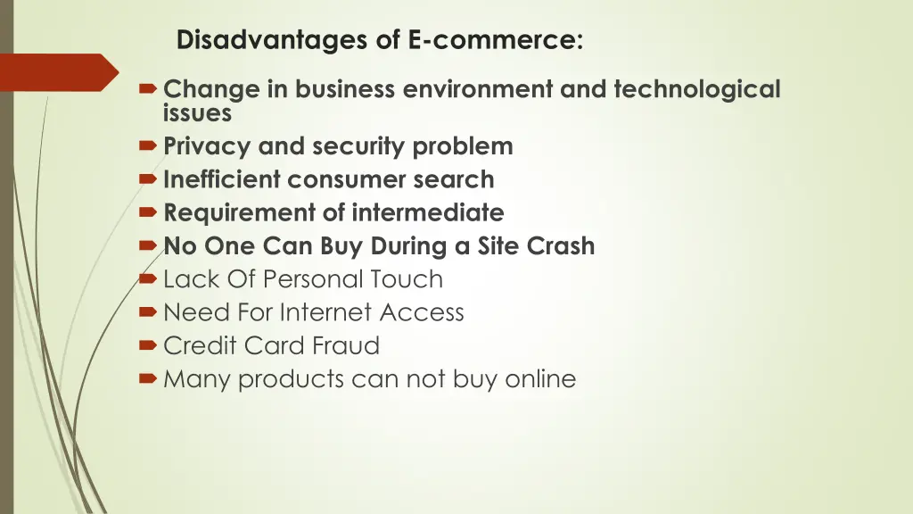 disadvantages of e commerce