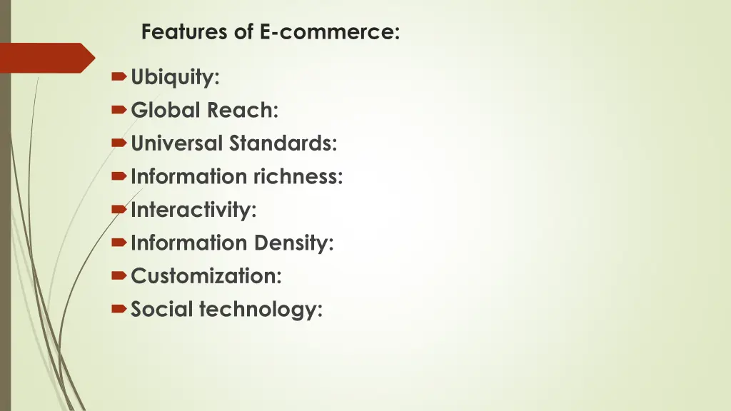 features of e commerce