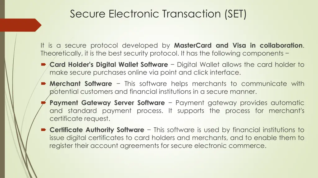 secure electronic transaction set