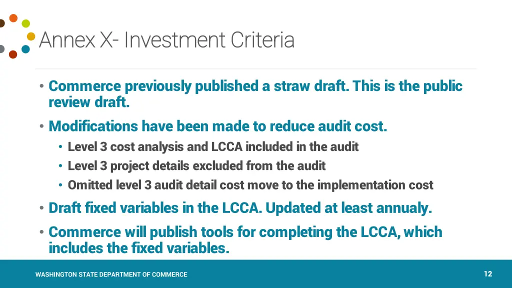 annex x annex x investment criteria investment