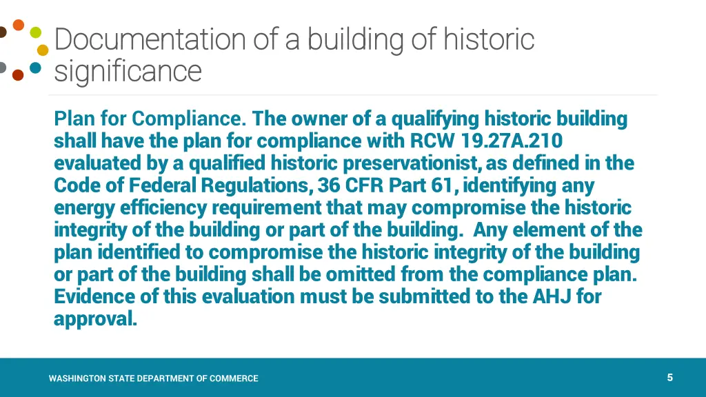 documentation of a building of historic 1