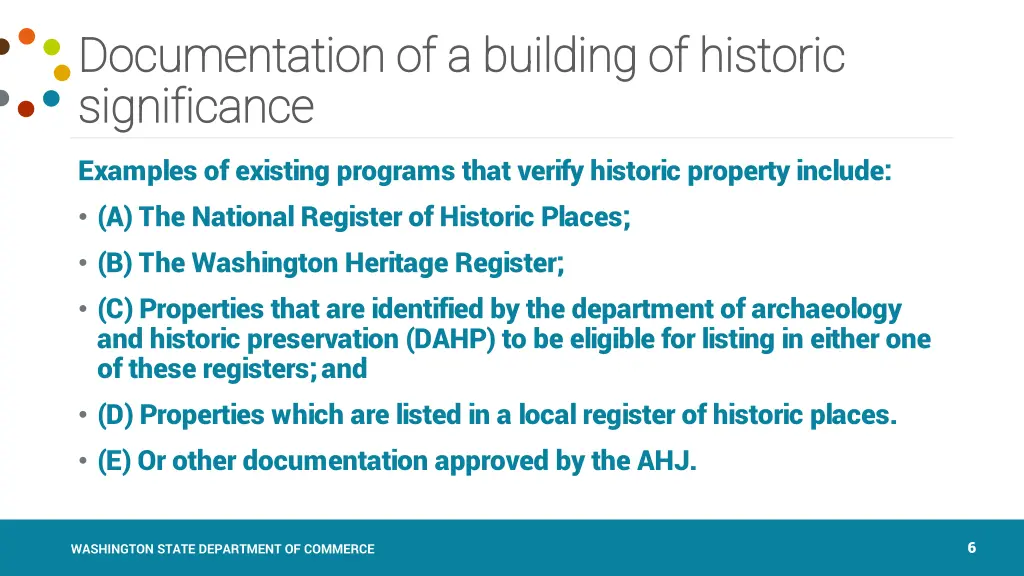 documentation of a building of historic 2