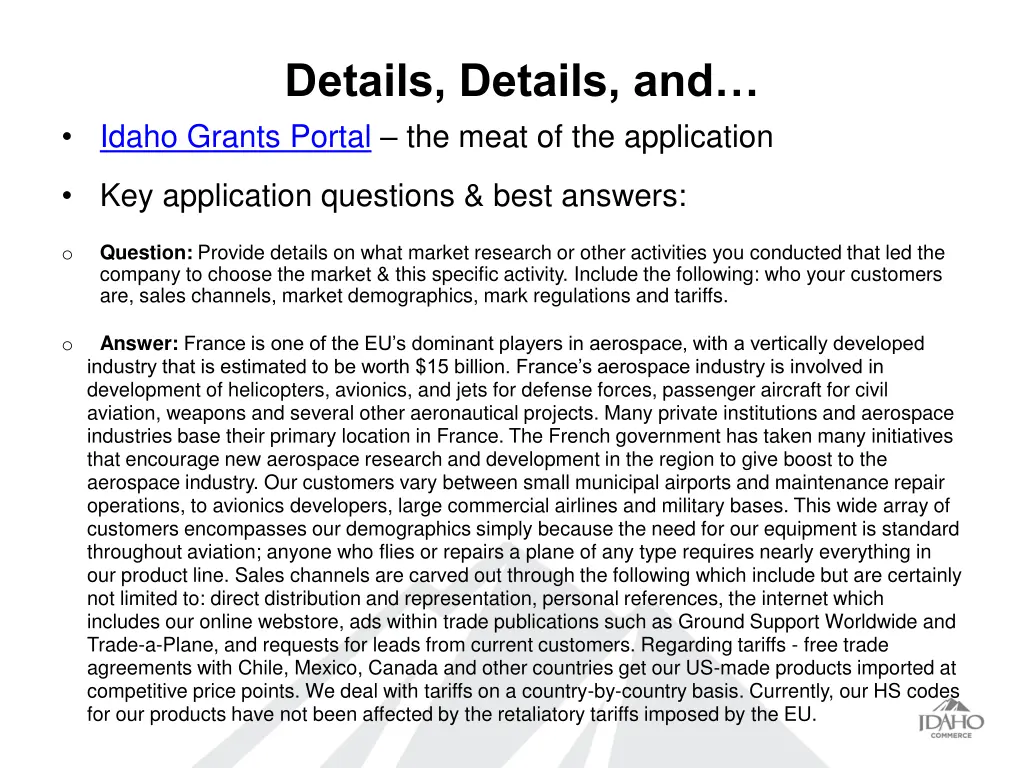 details details and idaho grants portal the meat