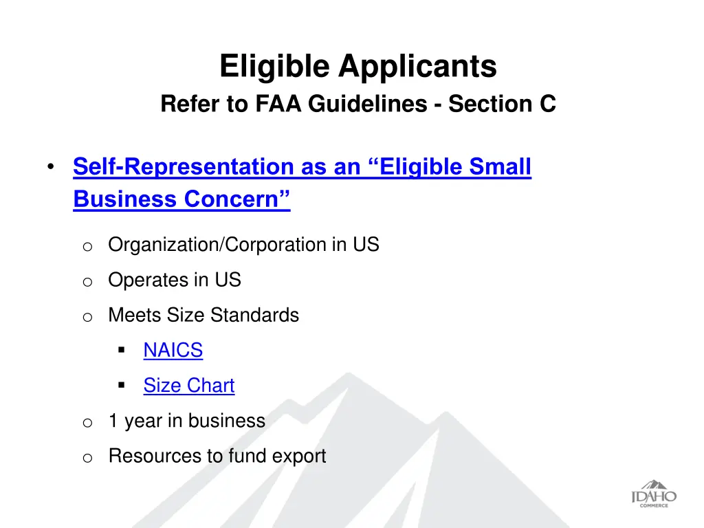 eligible applicants refer to faa guidelines