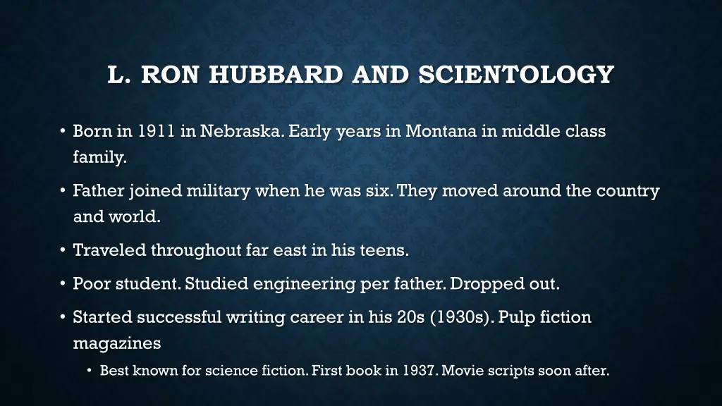 l ron hubbard and scientology