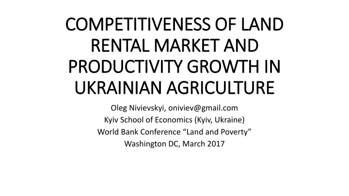 competitiveness of land competitiveness of land