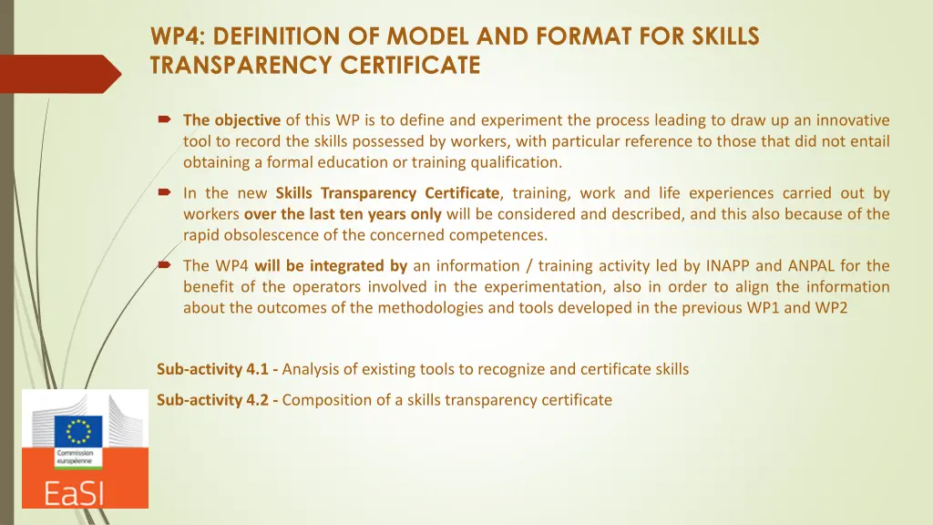 wp4 definition of model and format for skills