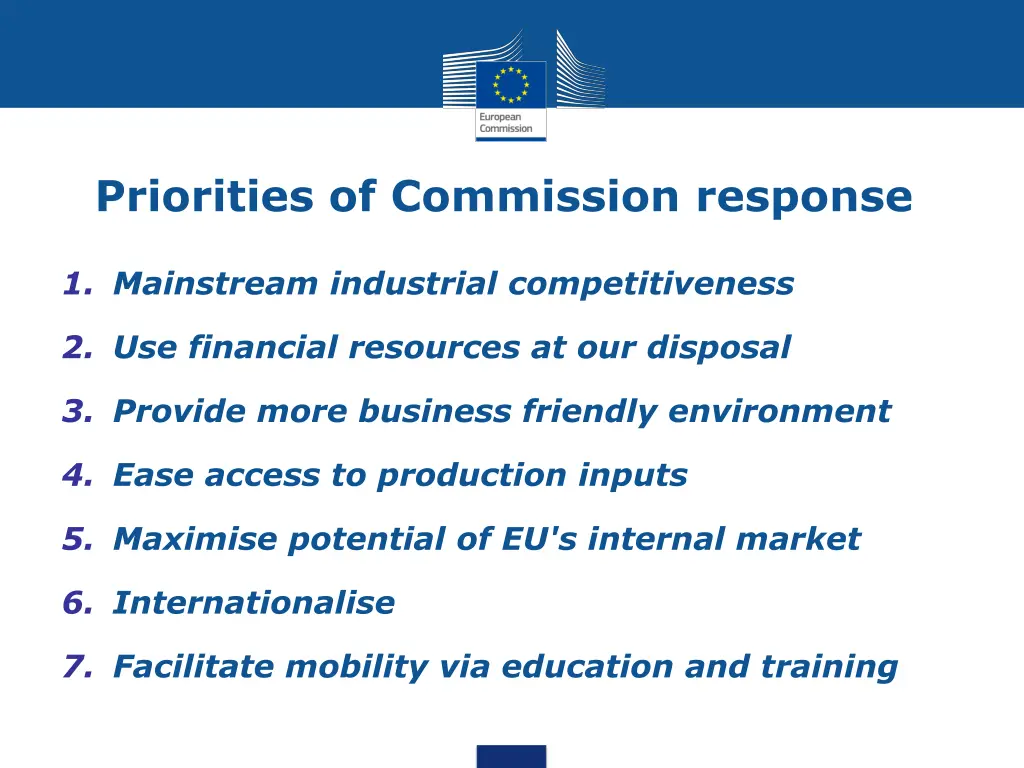 priorities of commission response