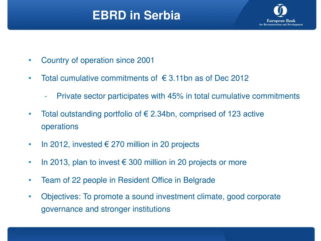 ebrd in serbia