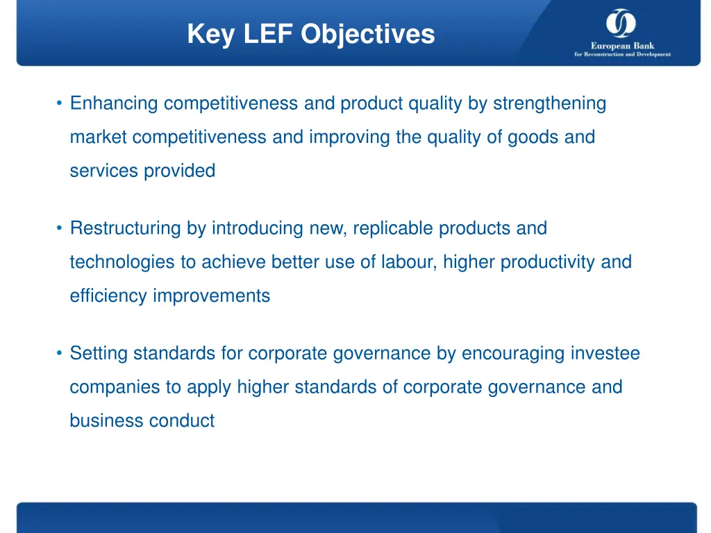 key lef objectives