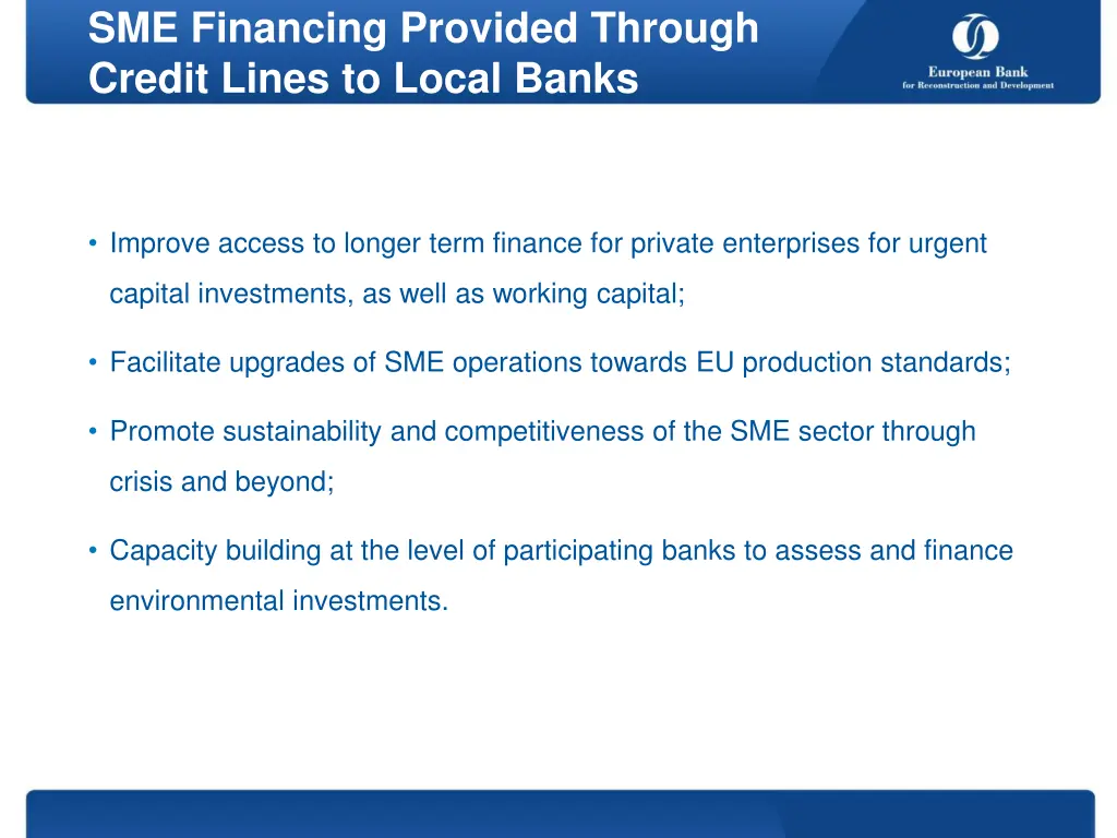 sme financing provided through credit lines