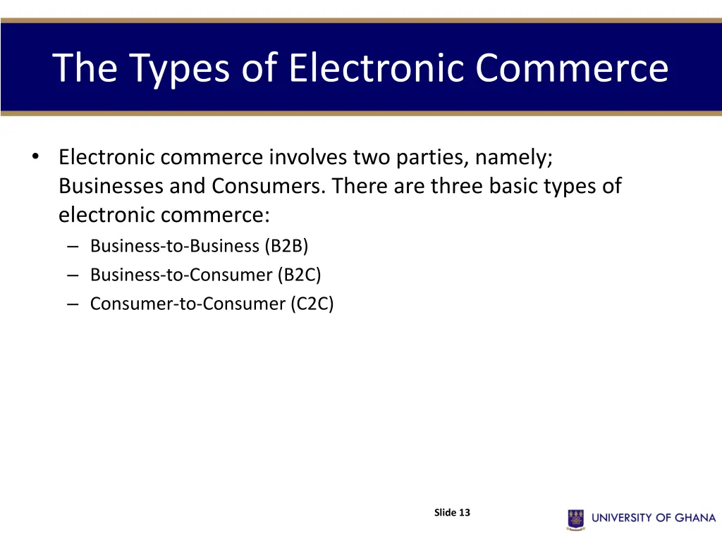the types of electronic commerce