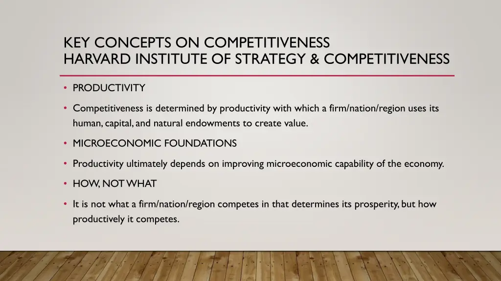 key concepts on competitiveness harvard institute