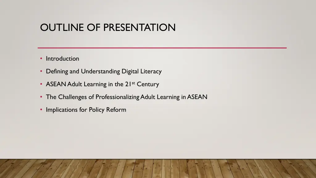outline of presentation