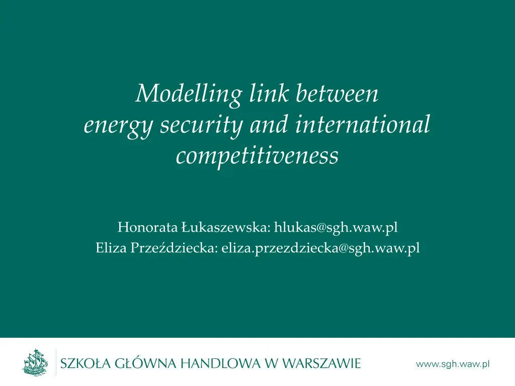 modelling link between energy security 1