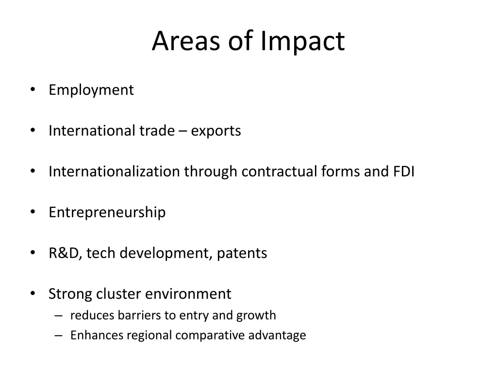 areas of impact