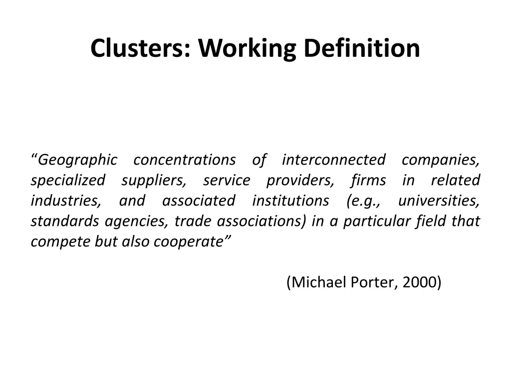 clusters working definition