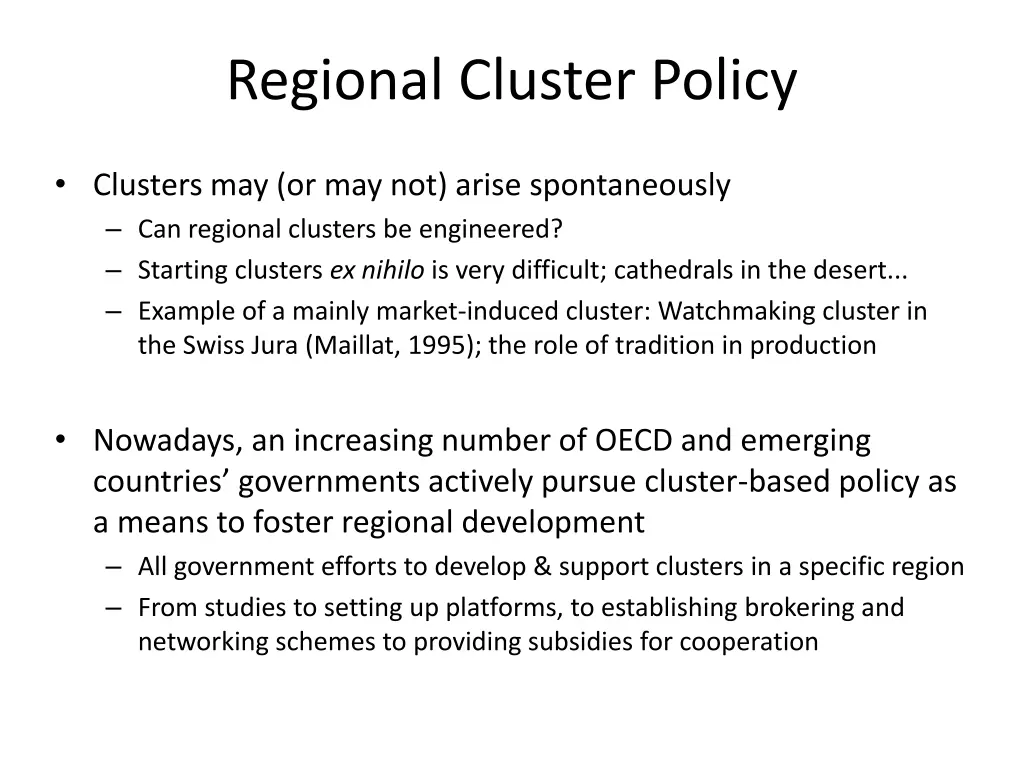 regional cluster policy
