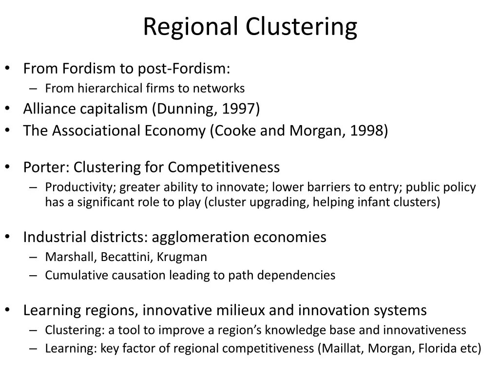 regional clustering