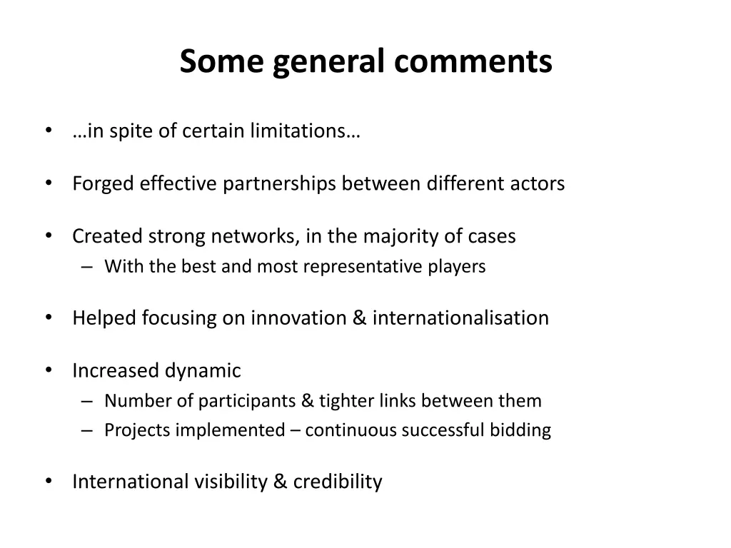 some general comments