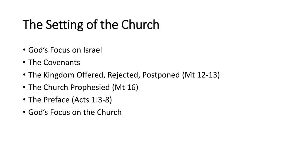 the setting of the church the setting