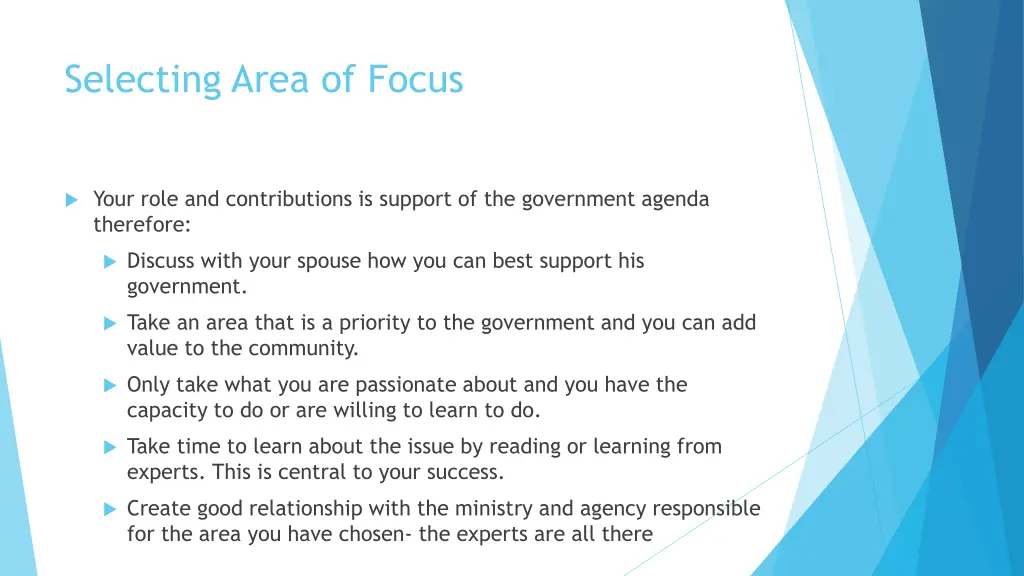 selecting area of focus