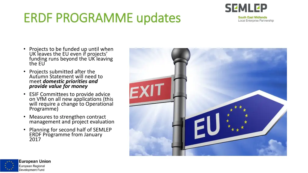 erdf programme updates erdf programme updates
