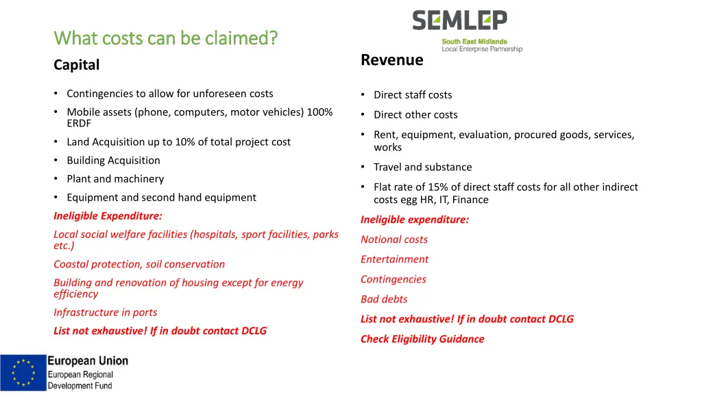 what costs can be claimed what costs