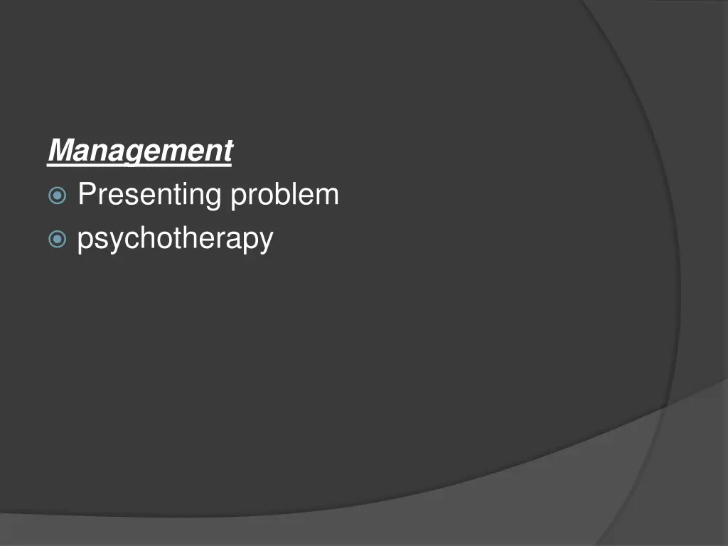 management presenting problem psychotherapy