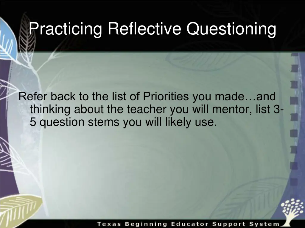 practicing reflective questioning