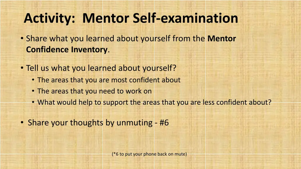 activity mentor self examination