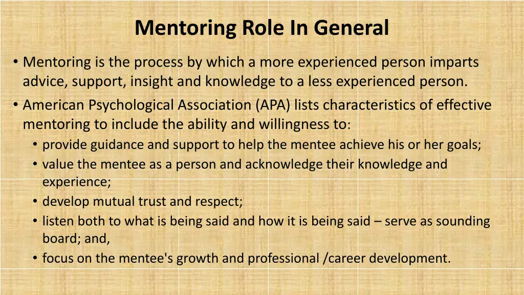 mentoring role in general
