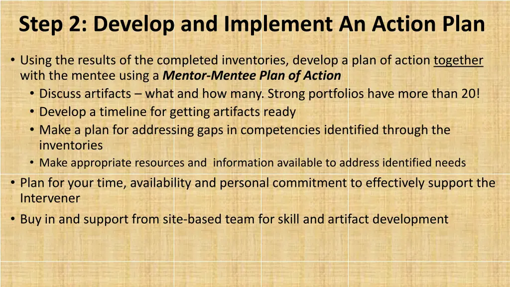 step 2 develop and implement an action plan