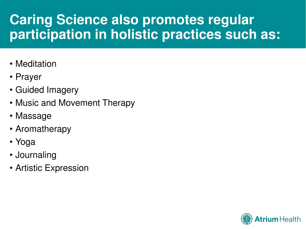caring science also promotes regular