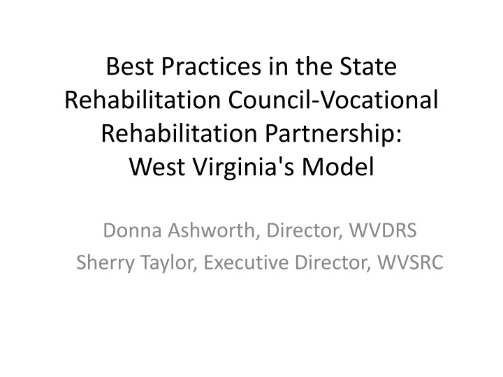 best practices in the state rehabilitation