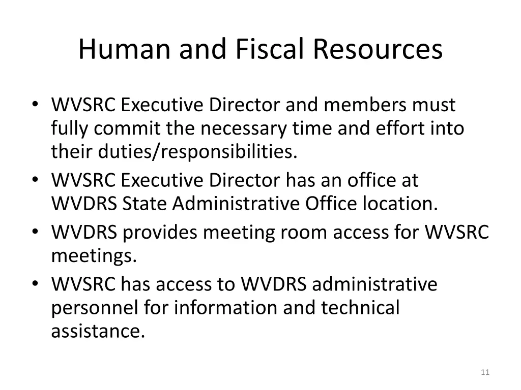 human and fiscal resources