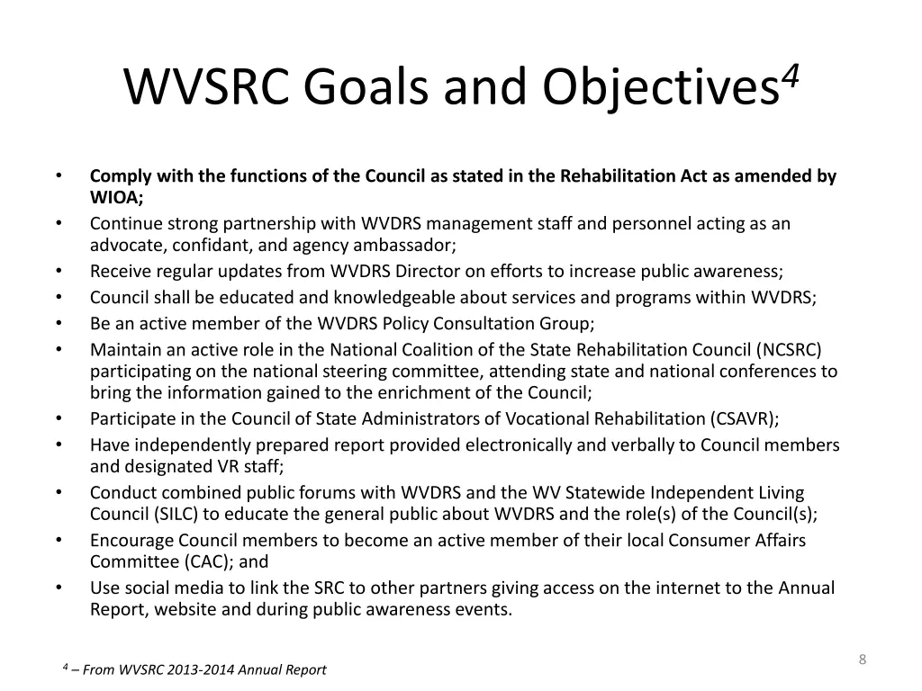 wvsrc goals and objectives 4