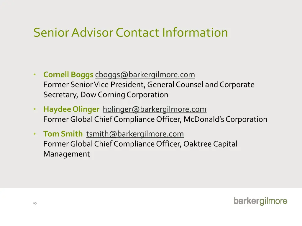 senior advisor contact information