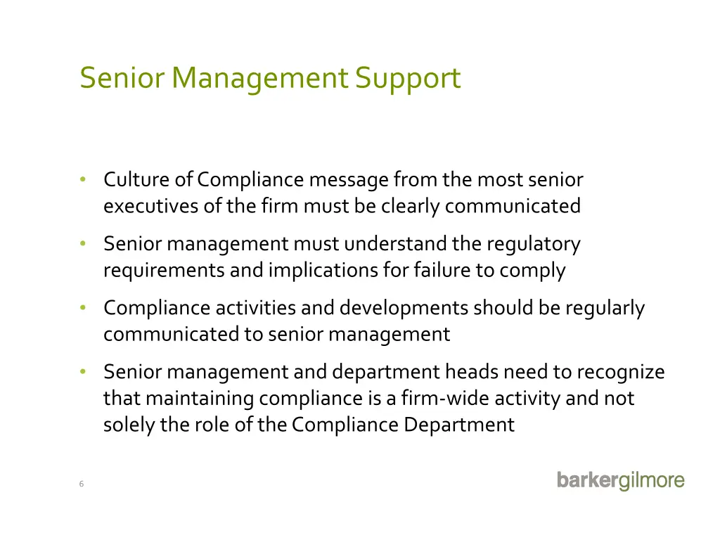 senior management support