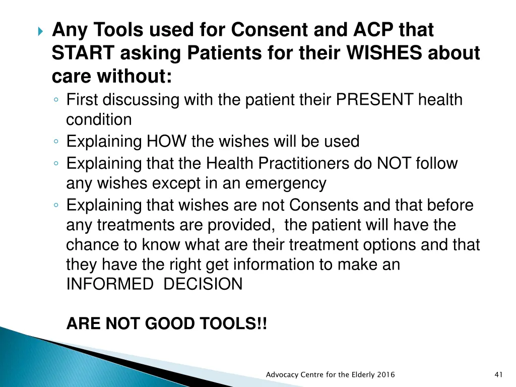 any tools used for consent and acp that start