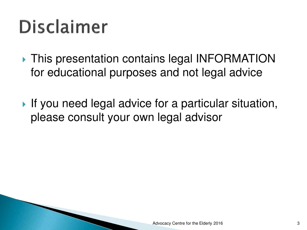 this presentation contains legal information