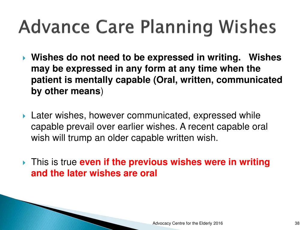 wishes do not need to be expressed in writing
