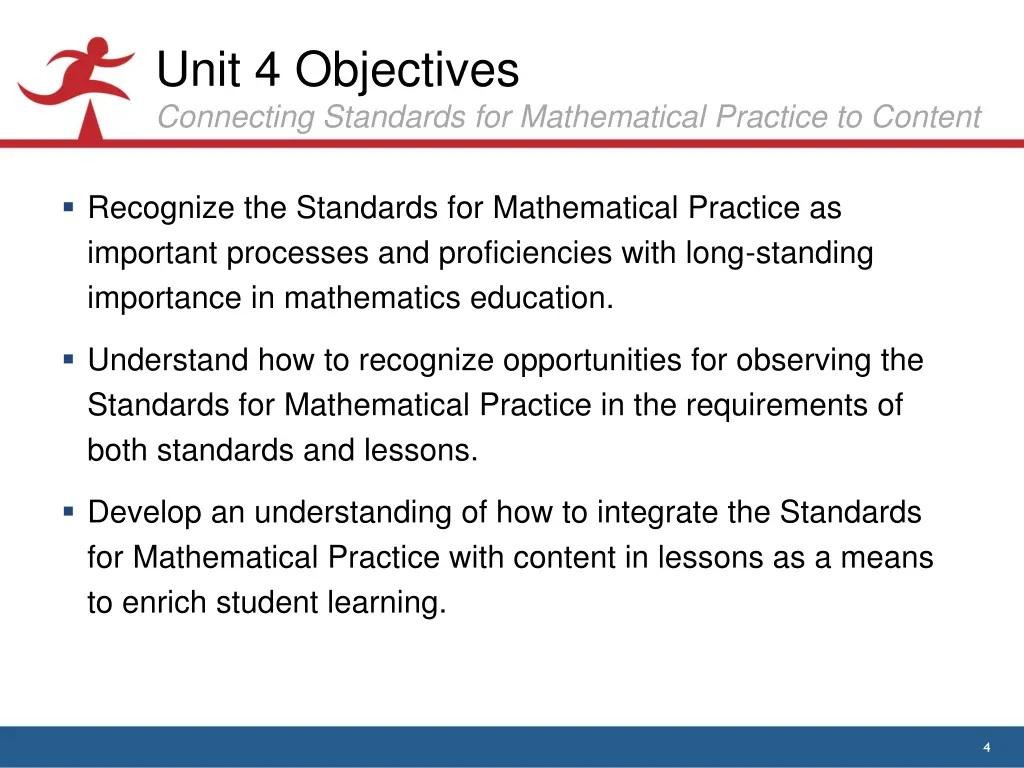 unit 4 objectives connecting standards