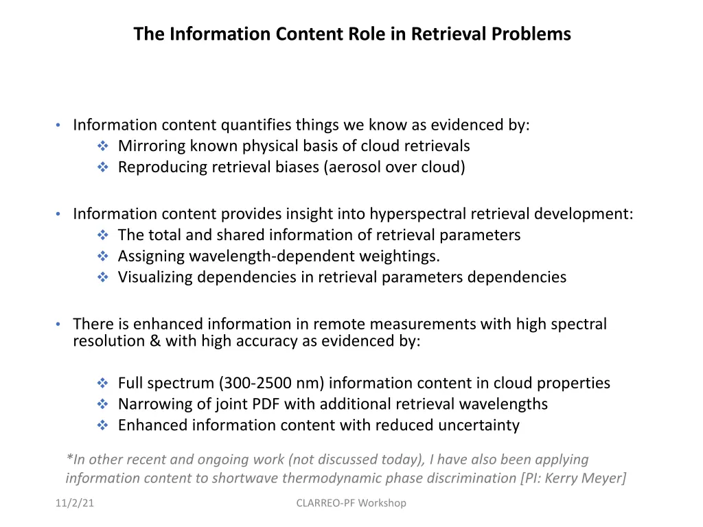 the information content role in retrieval problems 1