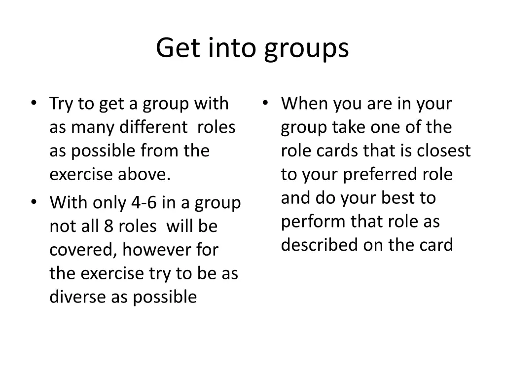 get into groups