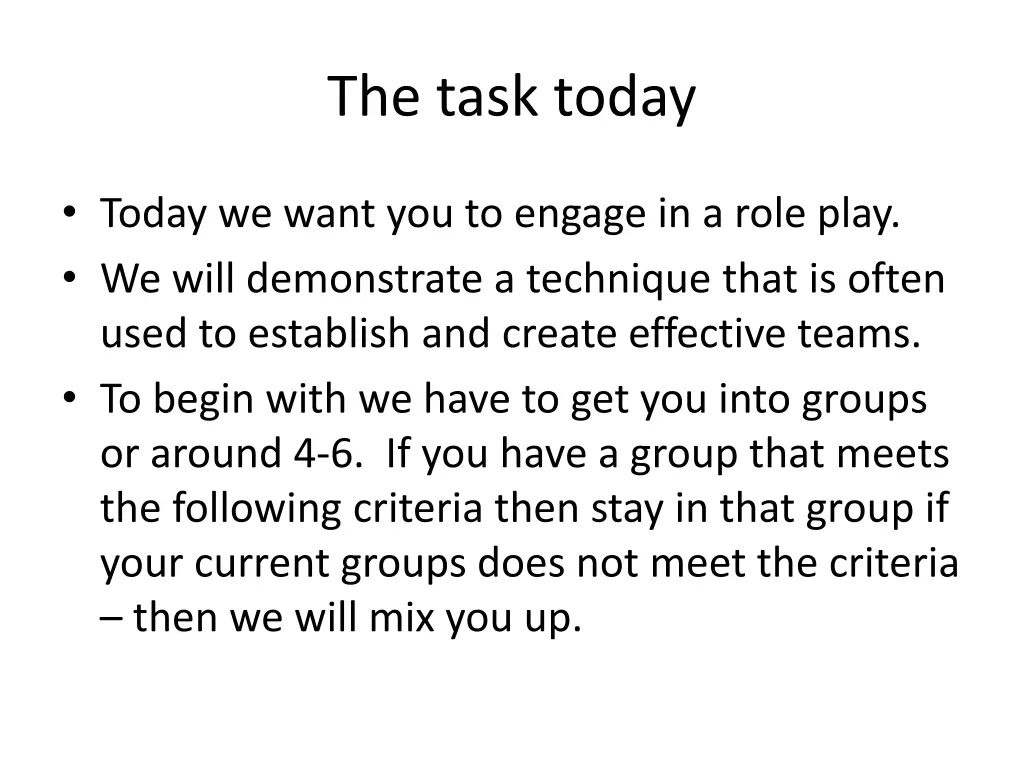 the task today