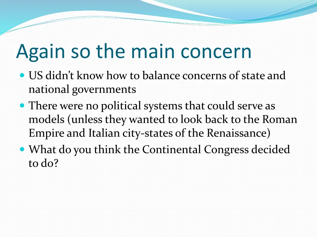 again so the main concern