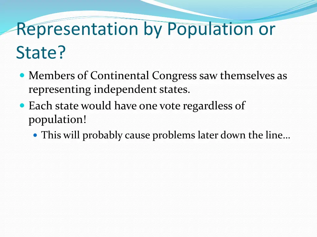 representation by population or state