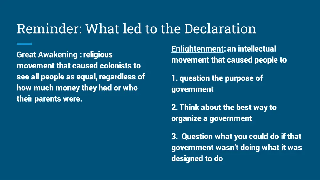 reminder what led to the declaration 2
